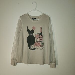 Women's Love + Lace  Sheer Sleeve w/ Pearl Top Size XL